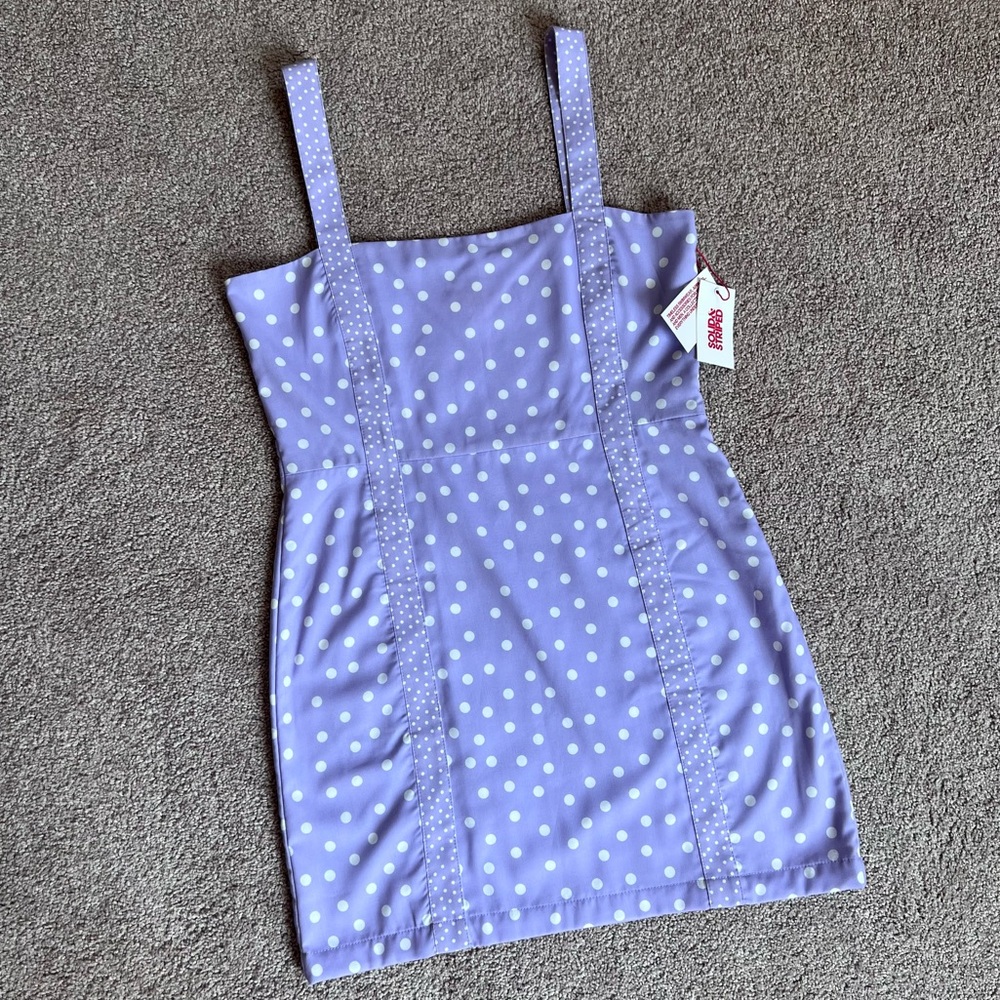 NWT Lavender polka dot mini shift dress by Solid & Striped sz L Shopbop purple